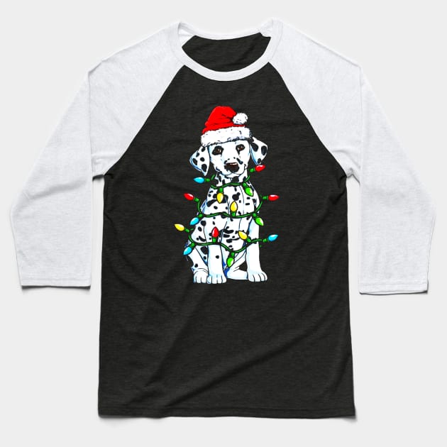 Dalmatian Christmas Tree Baseball T-Shirt by mikadigital